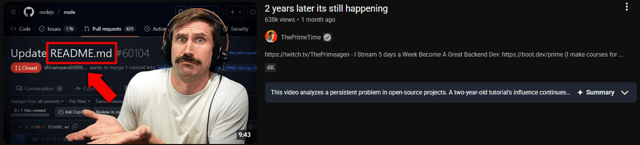 Meme about README.md spam contributions